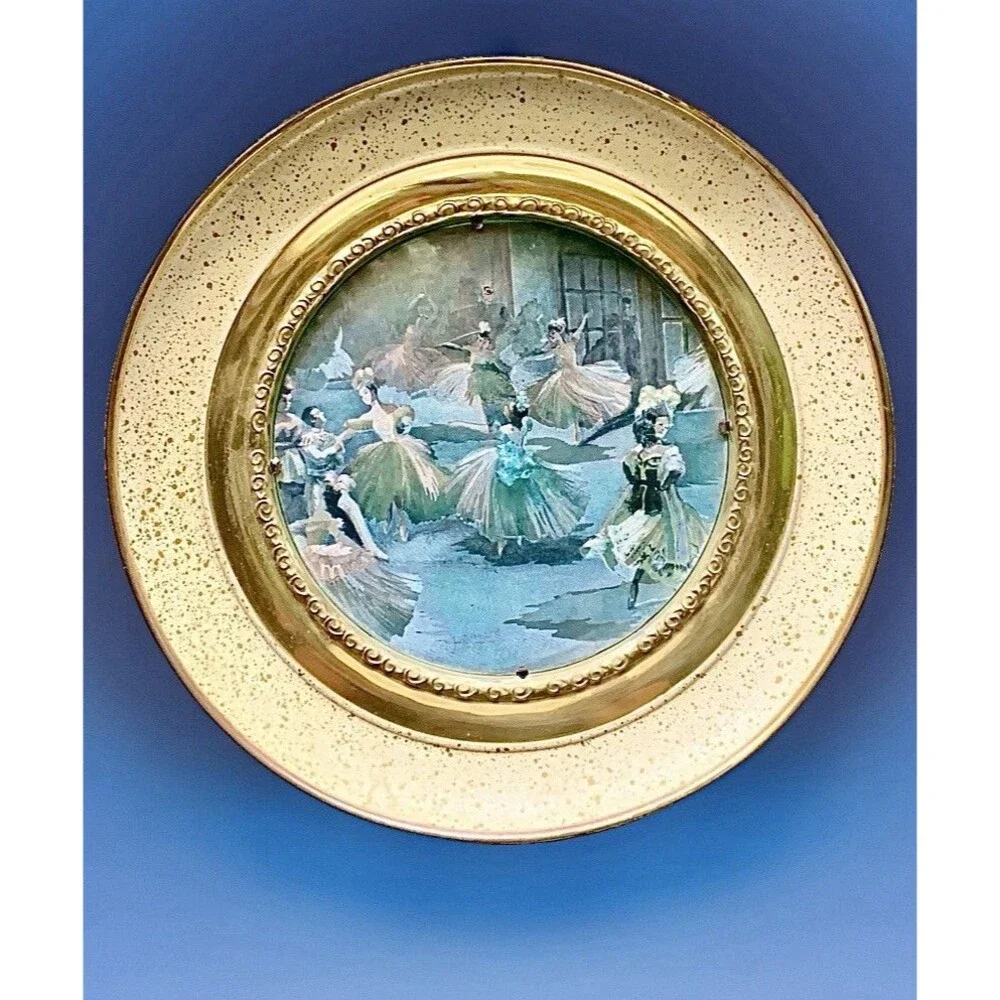 Vintage Peerage England Brass Ballet Wall Hangings Plaque Pair Coquette Decor